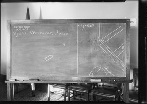 Blackboard in department 33, Judge Westover, Selger vs Chandler, Southern California, 1931