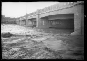 Storm waters, Los Angeles River, Southern California, 1932