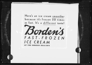 Borden's fast frozen ice cream wording, Southern California, 1932