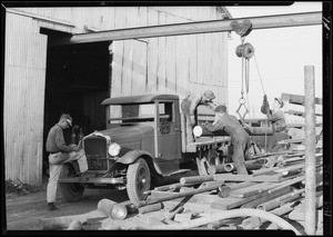 Crescent Tool Co. trucks near Signal Hill, Long Beach, CA, 1929