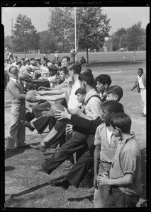 Football kicking contest, Southern California, 1931