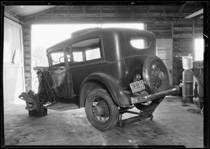 Plymouth car at Cramers Garage, Joe Marks, owner, Southern California, 1932