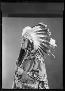 Indian chief, Chickasaw Indian, "William Harrison of Mission Play", Southern California, 1930