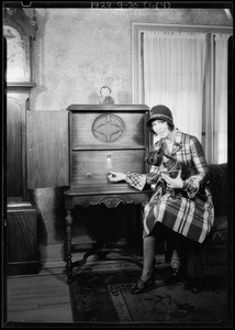 Ann Howe and radio with her manager Don Meany, Southern California, 1928