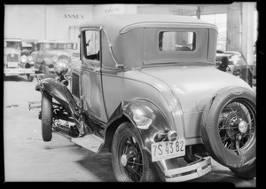 Ford coupe, J.E. McAlpnie, assured, vs. C.W. Irwin, Southern California, 1932