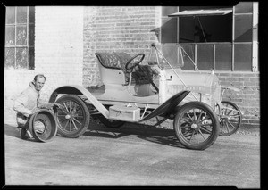 Old Maxwell brake drum comparison, Southern California, 1932