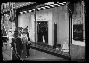 Marionette style revue in May Company window, Southern California, 1936