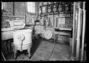 Interior of basement laundry room, Southern California, 1935