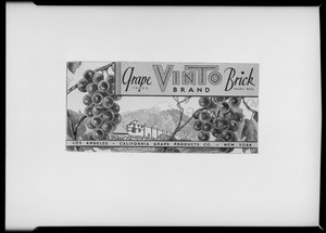 Vinto grape brick carton, Southern California, 1931