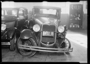 Wrecked Ford coupe, A.G. Warren, assured, Southern California, 1933