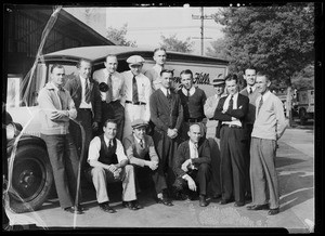 Group of drivers, Beverly Hills laundry, Southern California, 1936