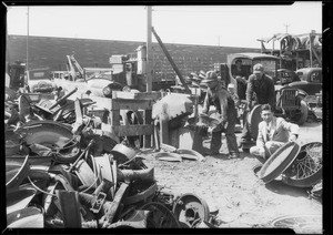 Wrecking yard, publicity, Southern California, 1933