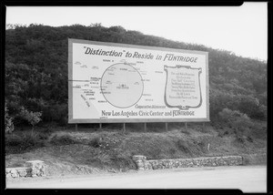 Real estate--La Cañada Flintridge sign, Southern California, 1926