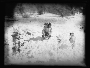 Oak Glen snow scenes, Southern California, 1928