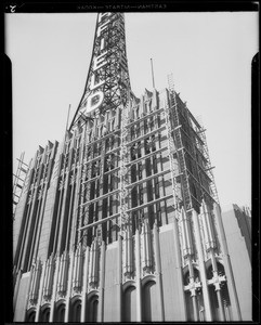 Scaffolding on tower, Los Angeles, CA, 1933