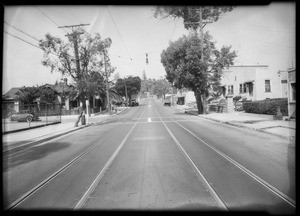 Intersection, Centennial Street & Alpine Street, east on Alpine Street looking out, Los Angeles, CA, 1932