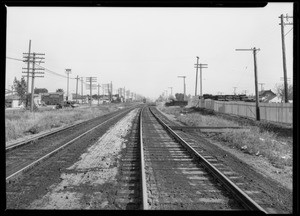 Railroad track at Aviation Avenue & San Fernando Road, Los Angeles, CA, 1930