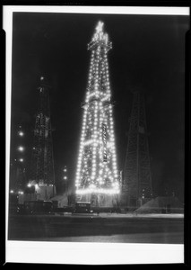 Christmas oil well, General Petroleum Co., Southern California, 1930