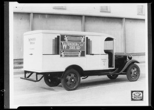 St. John's Military Academy and Wonder Bread trucks, Southern California, 1931