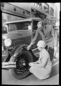 Tires on new Ford of Senator Pedrotti, Southern California, 1928