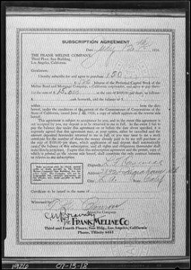 Copy of subscription agreement, Southern California, 1926