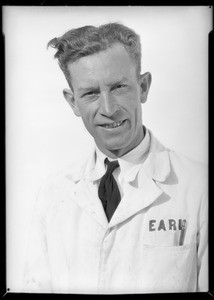 Portraits of men at oil station, 35th Street and University Avenue, Los Angeles, CA, 1931