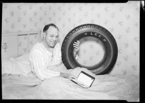 Mr. Heneise selling Signal products from his bed, Southern California, 1935