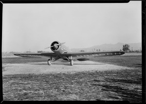 Lieutenant Bromly and his Lockheed plane, Southern California, 1929