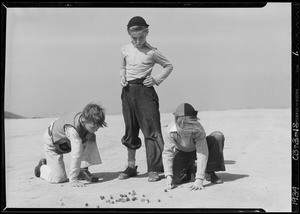 Boys, marbles and baseball, Southern California, 1934