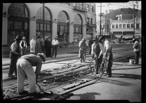 Workmen in street, Southern California, 1931