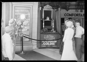 Advertising attraction in lobby of RKO theatre, Southern California, 1931