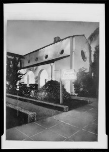 Night exterior, Pierce Bros., Southern California, 1930