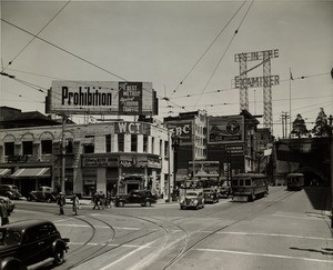 Facing north at Broadway and Temple Street in the Civic Center of Downtown Los Angeles