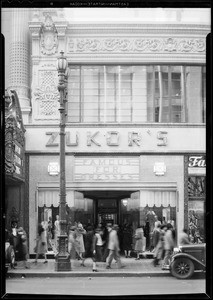 Exterior of store, Zukors, 611 South Broadway, Los Angeles, CA, 1931