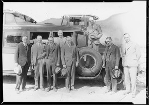 Groups of men at Firestone factory, Southern California, 1928