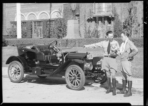 Mr. Lansing & Mr. Spaulding with old Flanders car, Southern California, 1935