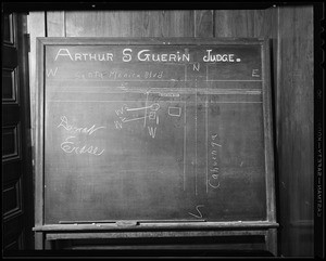 Blackboard - diagram of Cahuenga Boulevard and Santa Monica Boulevard, Southern California, 1940