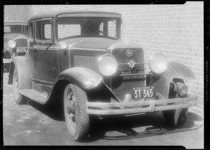 Wrecked Studebaker coupe, G. E. Gibson owner and assured, Southern California, 1935