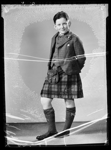 Son in kilt outfit, Southern California, 1936