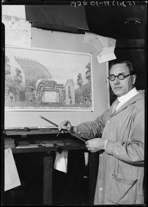 Robert Stacy-Judd at easel, Southern California, 1926