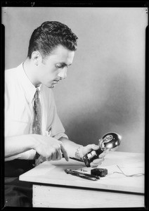 Repairing electrical parts, Logan & Stebbins, Southern California, 1931