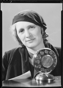 Miss Hubler & microphone, Southern California, 1934