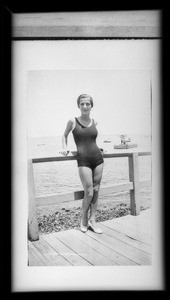 Snapshot of bathing girl, Southern California, 1932