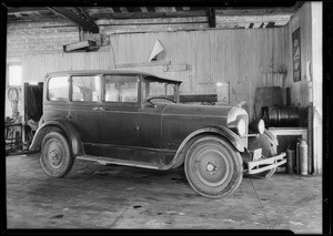 Studebaker and point of accident on Garfield Avenue, Southern California, 1932