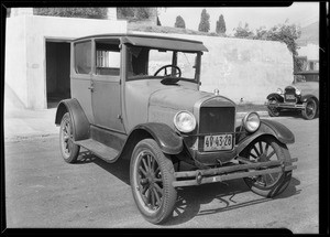 Auto and intersection in which boy was killed on bicycle, Highland Park, Los Angeles, CA, 1930