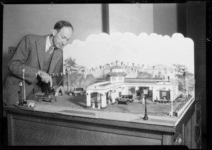 Model of service station, Southern California, 1932