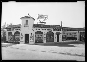 Alcorn tire store, Lankershim Boulevard, Southern California, 1932