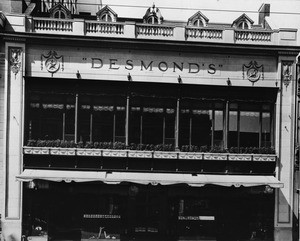 View of the Desmonds store front at Spring Street north of Sixth Street in Downtown Los Angeles