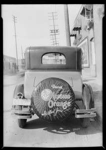 Mission Orange tire cover, Southern California, 1926