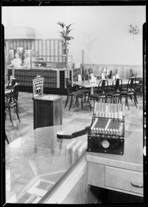 Cash machine, May Company & Supreme Dairy lunch, Southern California, 1933